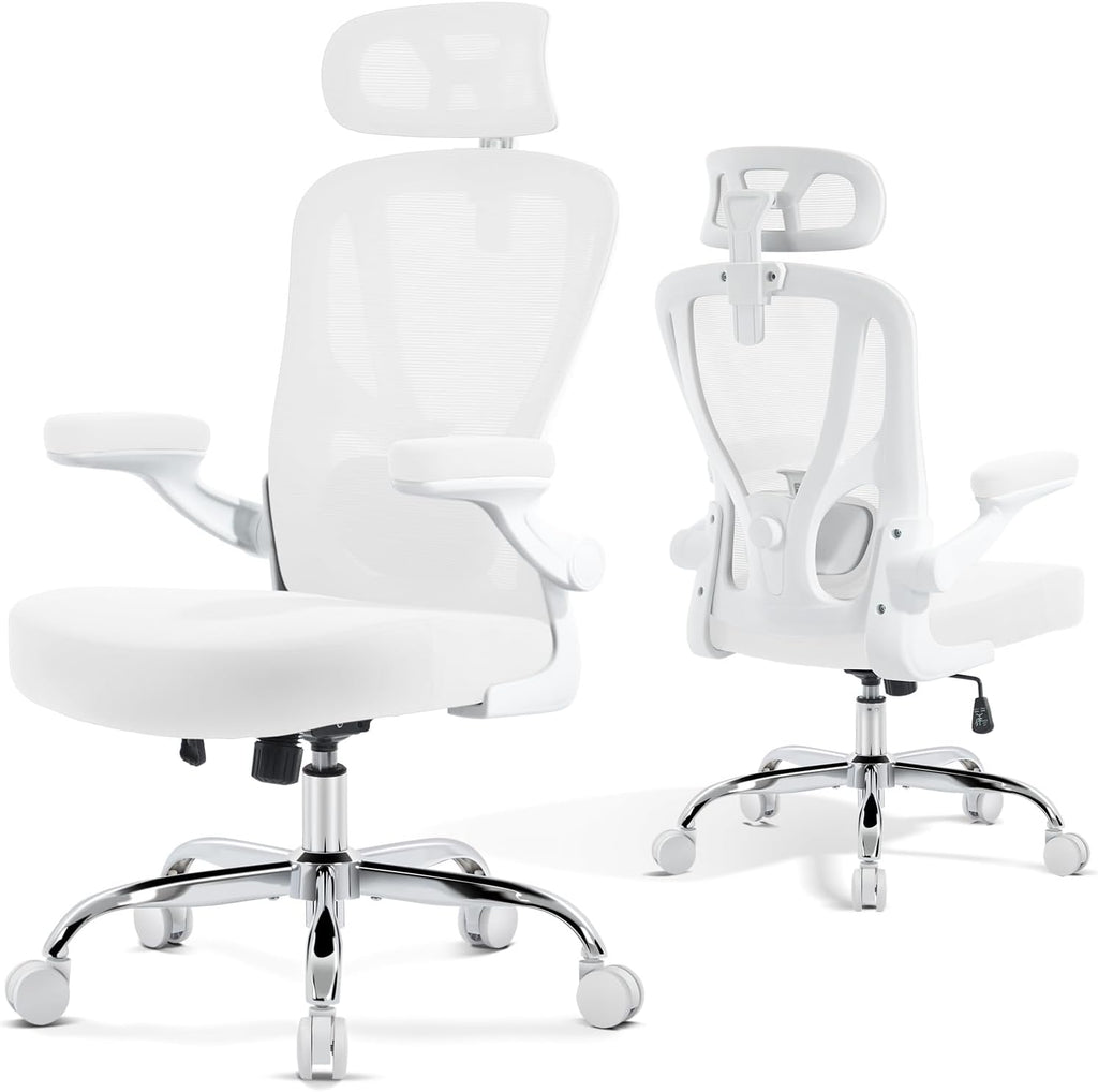 Office Chair Ergonomic Office Chair, Mesh Desk Chair, White, 1 PK