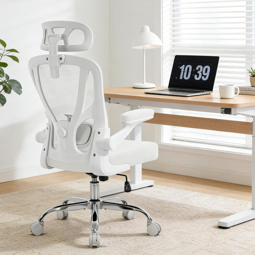 Office Chair Ergonomic Office Chair, Mesh Desk Chair, White, 1 PK